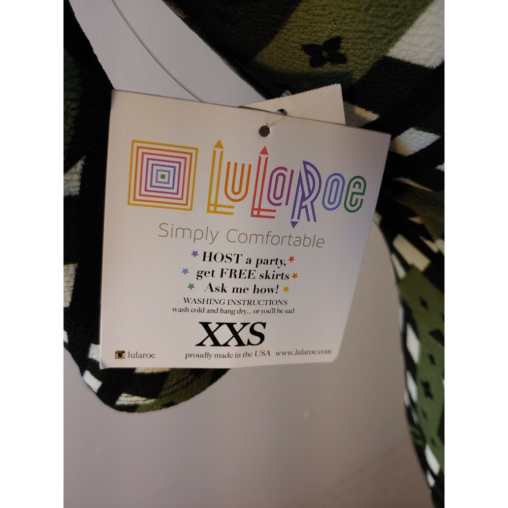 LuLaRoe Nicole Maxi Dress Green Black White Geometric Print XXS New Classic - Picture 6 of 6